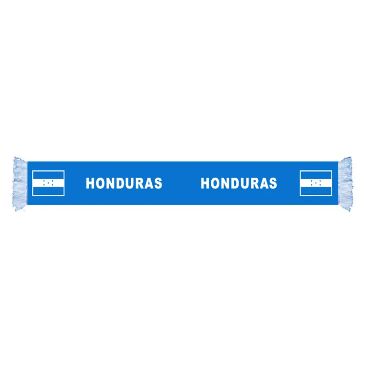 Honduras Drapeau Écharpe Usine Approvisionnement Qualité Polyester Monde Pays Satin Écharpe Nation Football Jeux Fans Écharpes Avec Gland De Couleur Blanche