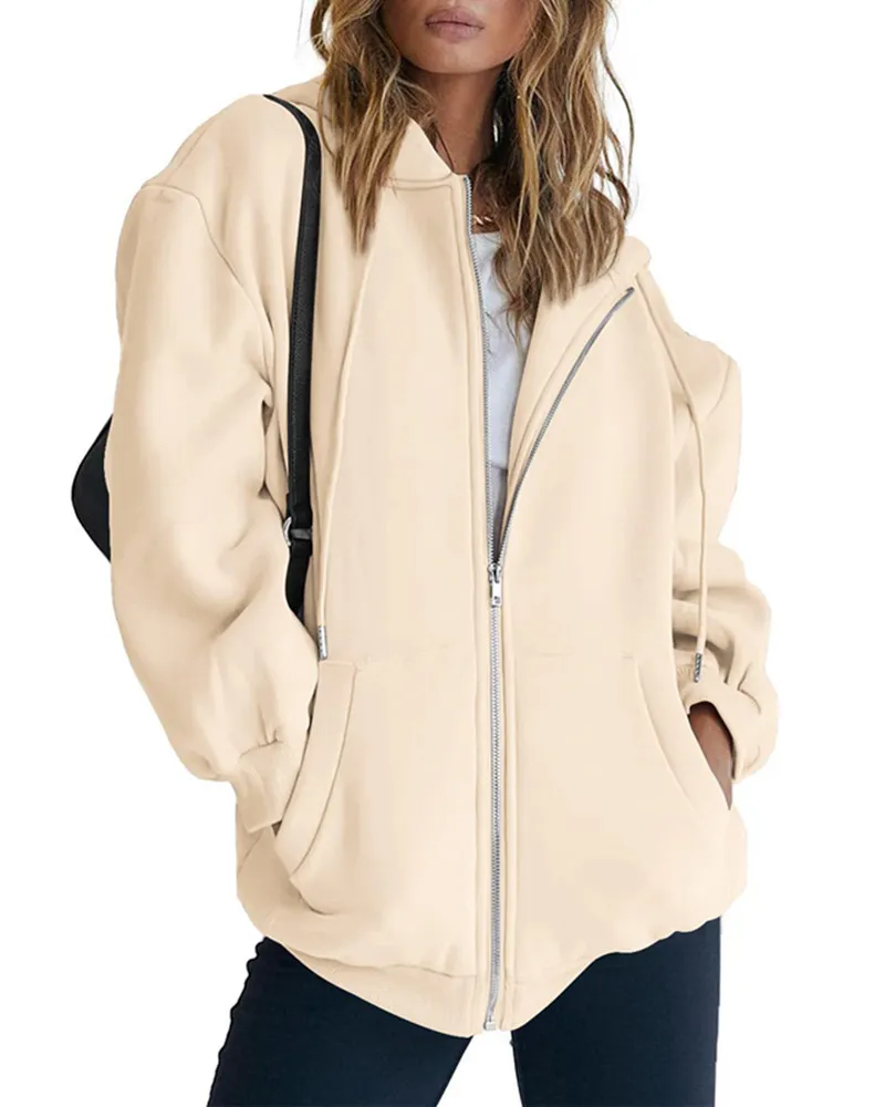 Veste Femme Oversize à Capuche Zippée SCBFDI - Sweat-shirt Décontracté Y2K Avec Poches, Coupe Loose