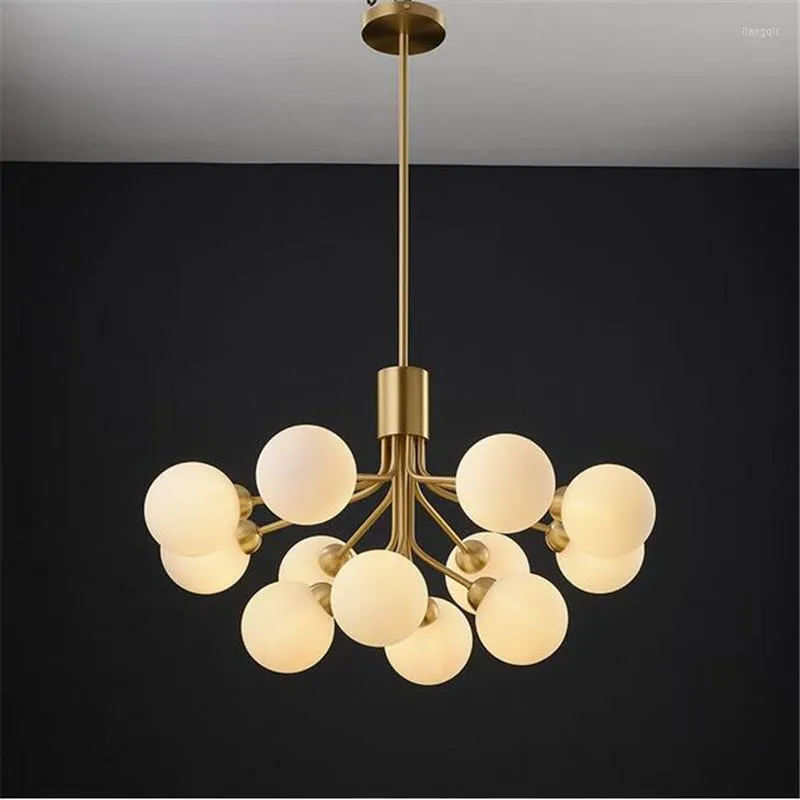 Chandeliers Nordic Led Lighting For Living Room Kitchen Lamp Magic Bean Glass Hanging Chandelier Indoor Gold Paint LuminariasCD