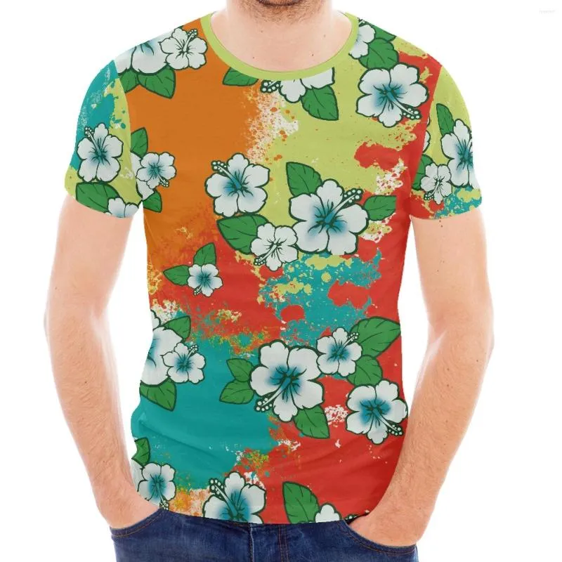 Camisetas masculinas Hawaii Primavera/verão 2022 Estampa floral Casual Men and Women camisa Camisa de manga curta Personalidade versátil redonda de pescoço