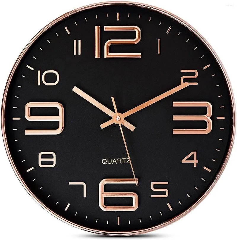 Wanduhren, schwarze Uhr, 30,5 cm, leise, nicht tickend, Quarz, batteriebetrieben, rund, dekorativ, modern, für Wohnzimmer, groß