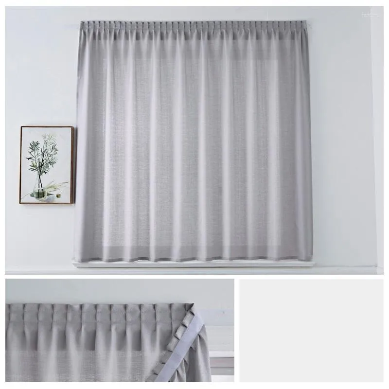 Rideau moderne pâte magique couleur unie Tulle porte fenêtre drapé panneau transparent gris chambre blanc dortoir occultant Cortinas