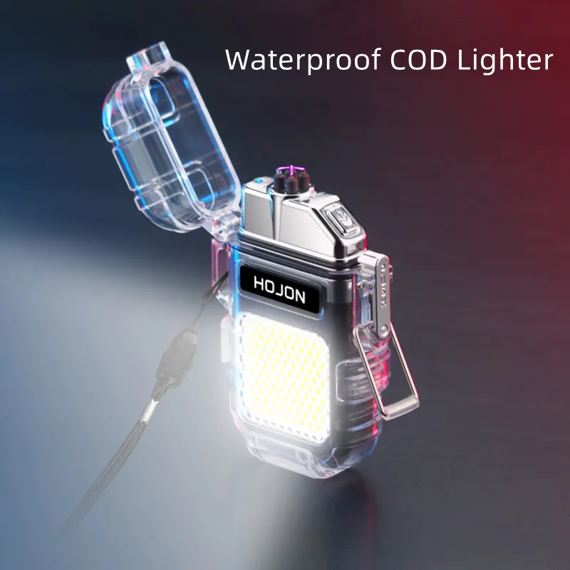 Новая акриловая водостойкая зажигалка, плазменная двойная дуга, ветрозащитная прозрачная зажигалка, электрическая зарядка через USB, зажигалки, COB Light, подарок для кемпинга на открытом воздухе