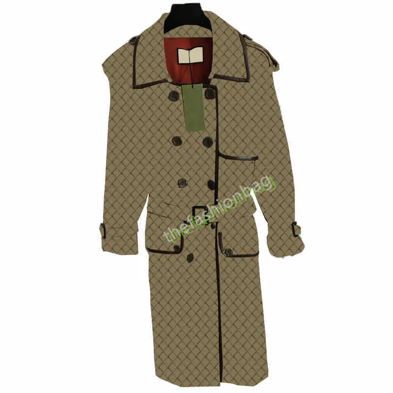 LuxuryFashion Design Ny högsta kvalitet Original Premium Ladies Jacket Letter Jacquard Trench Coat Retro Belt Pocket Long Coat