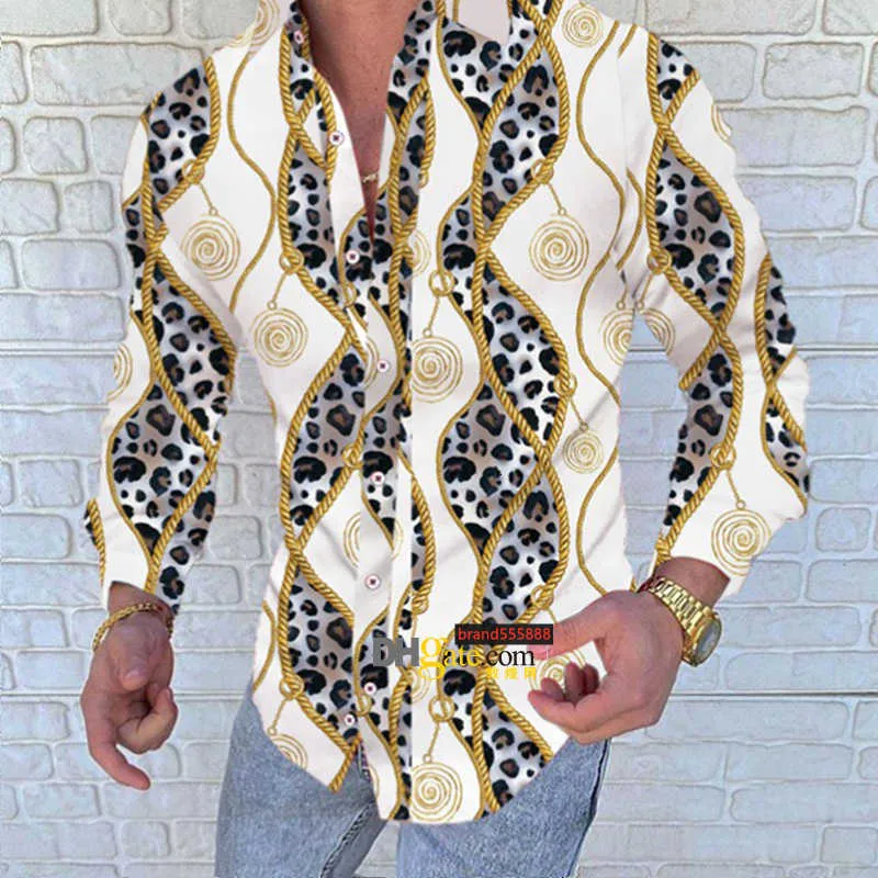 LuxuryLuxury Royal Shirt Men's Long Sleeve Autumn Casual Button-Down Shirts Top Fashion Holiday Floral Print Business Slim blouse Tops free shipp