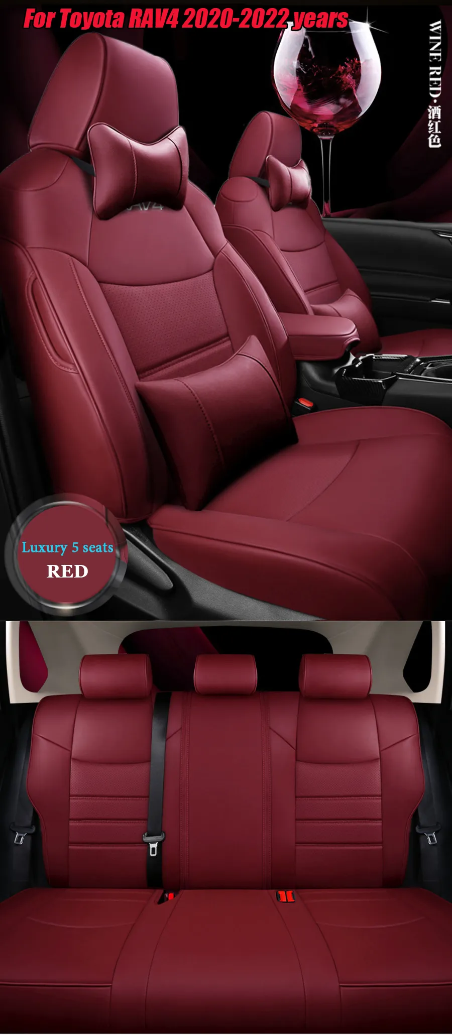 Housse siège Voiture Ensemble Complet Housse Siège Voiture en Cuir pour  Toyota Tous Les Modèles pour Corolla pour Highlander pour Alphard pour Rav4 Housse  siège (Couleur : Noir Rouge) : : Auto