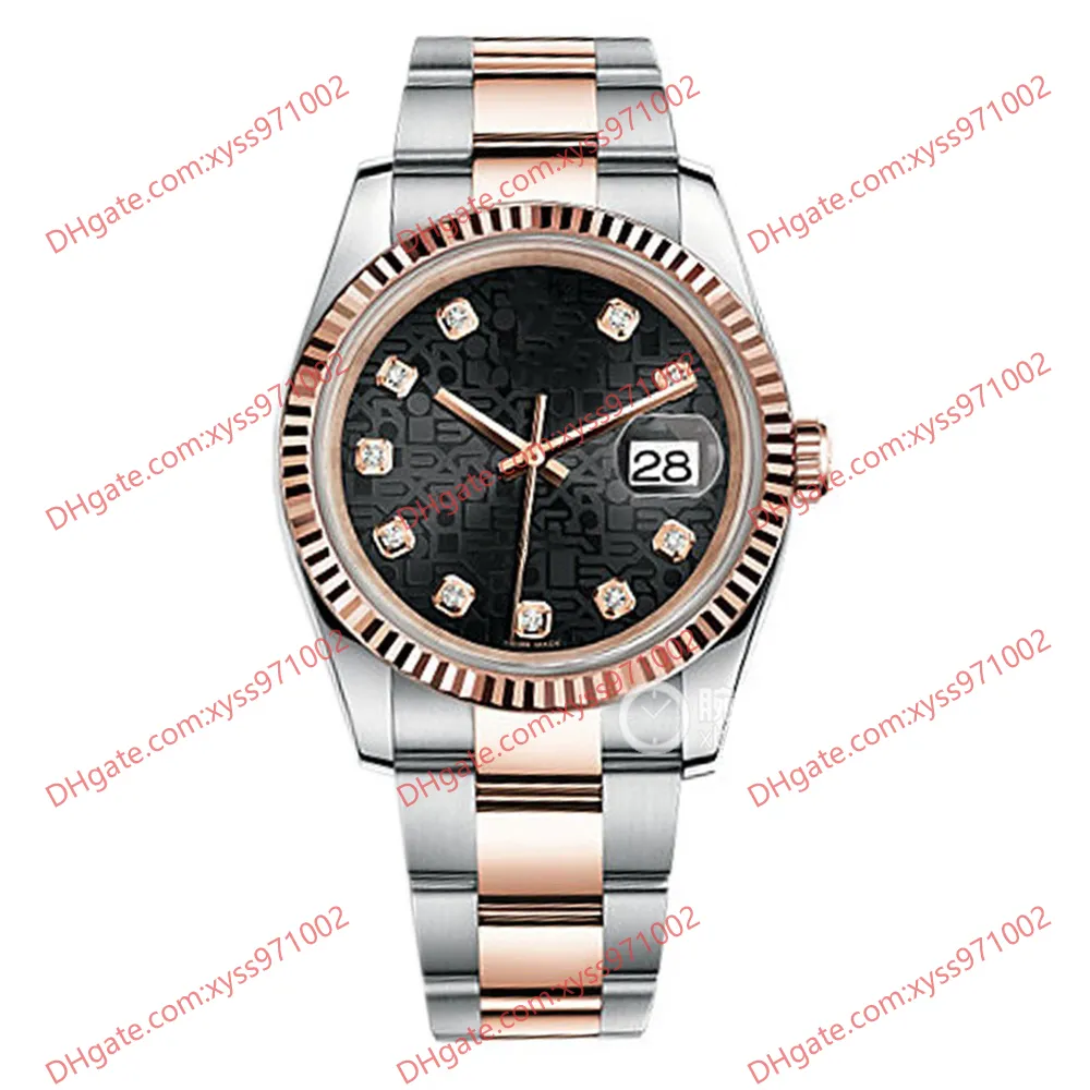 Orologio di alta qualità 2813 orologio automatico da uomo 116231 quadrante nero da 36 mm orologio da polso da donna in acciaio inossidabile oro rosa 18 carati vetro zaffiro 116244 orologi con diamanti