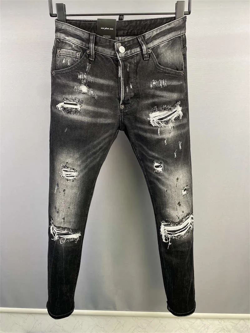 Jeansbroek voor heren parhombre Vaqueros Luxe ontwerper D2 Heren Denim d Square Geborduurde broek Mode Gatbroek Herenkleding Amerikaanse maat 28-38