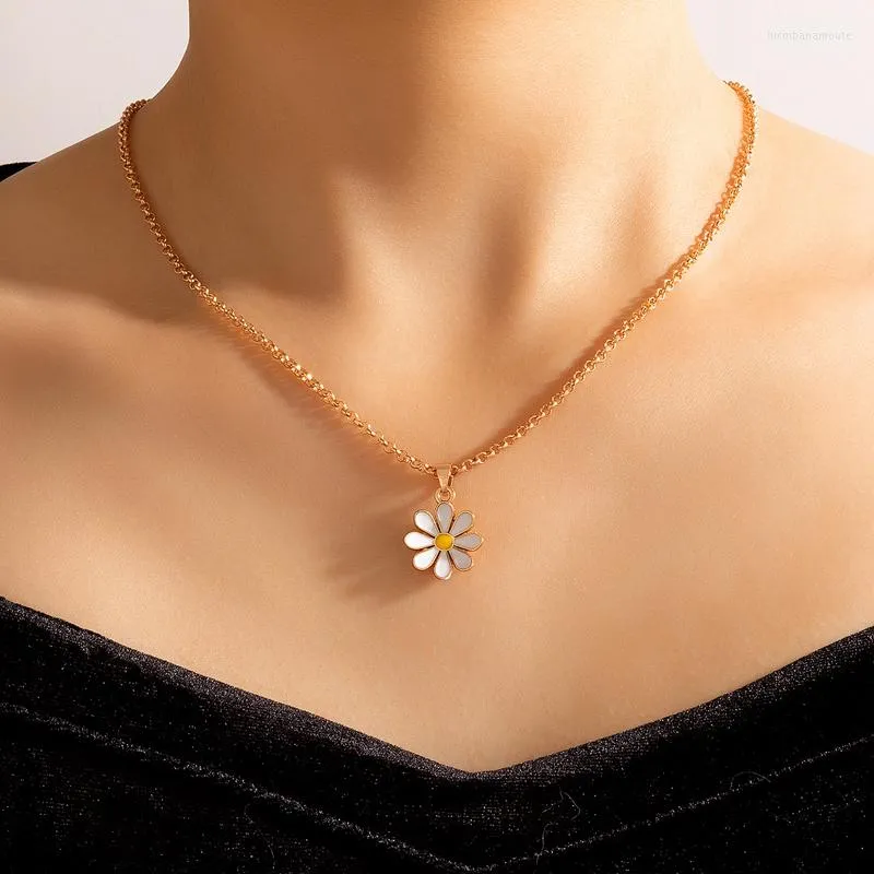 Hänghalsband Bohemian daisy pandent halsband för kvinnor blommor geometri metall choker mode party smycken smycken