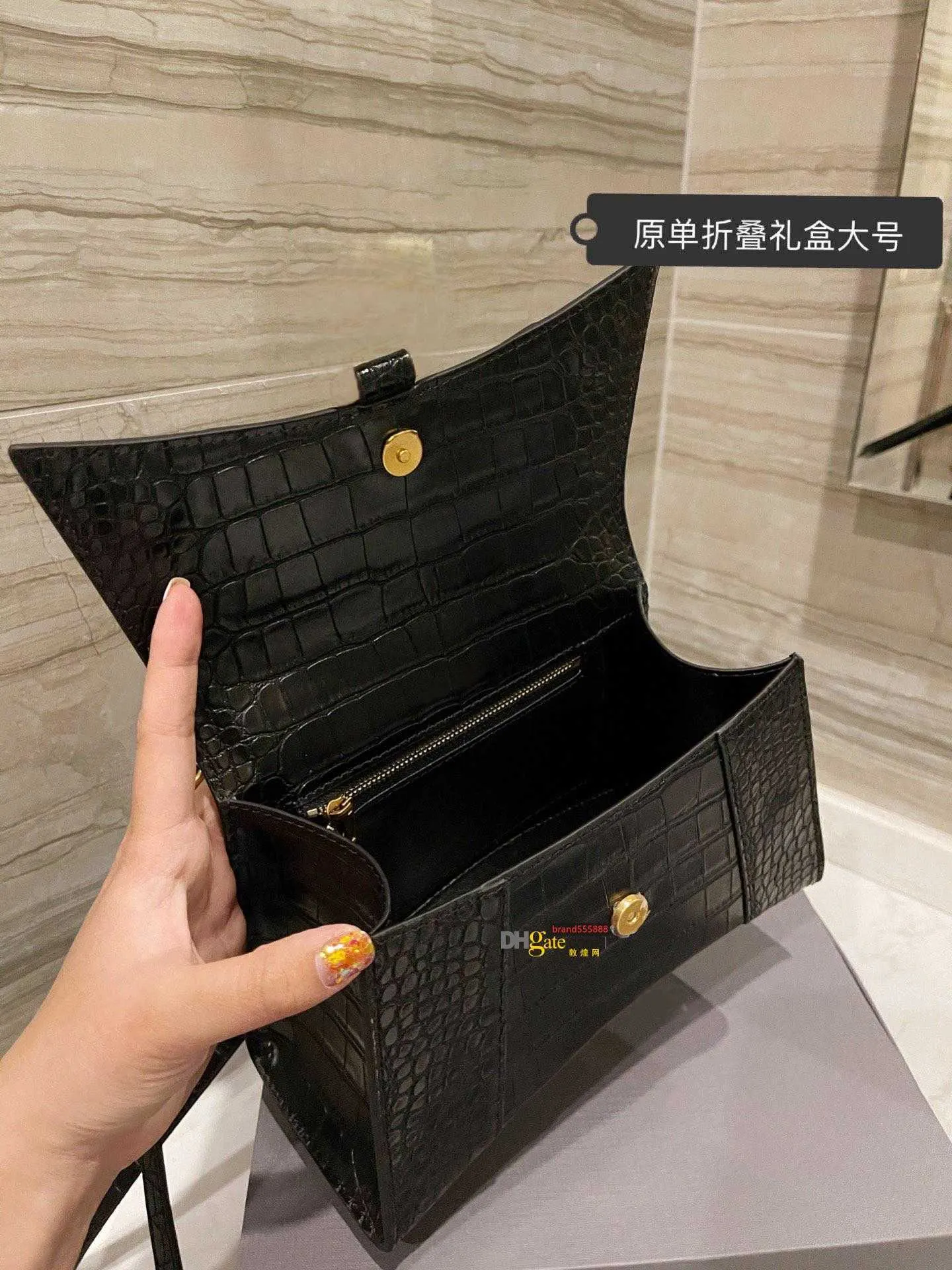 Luxury Designer Hourglass Ladies Bag Crocodile Pattern handbag Leather Hour glass Women Totes Purses Classic Crossbody Tote