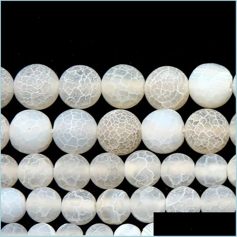 Stone 8Mm Natural Stone Frost Crab White Agates Round Loose Beads 4 6 8 10 12Mm Pick Size For Jewelry Making Drop Delivery 2022 Dhbpl