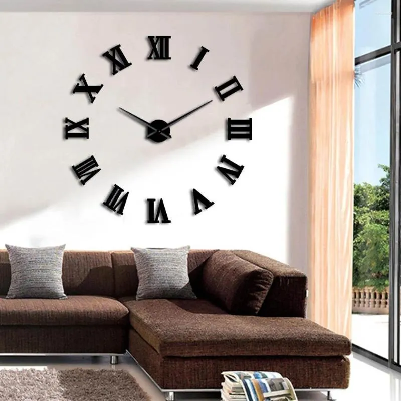 Relojes De Pared Moderno DIY Reloj Grande 3D Espejo Superficie