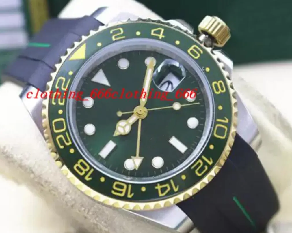 Luxury Watch Men 40mm Gold Rubber Armband II Ceramic Green Dial # 116718 Mekaniska automatiska herrklockor