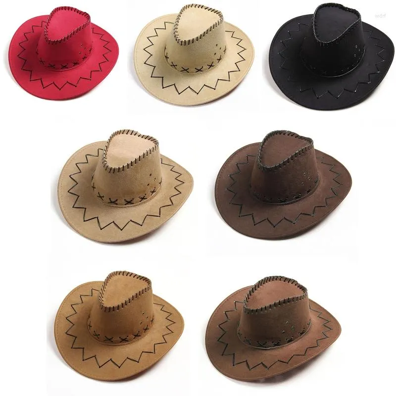 Bérets 449B mode chapeau de Cowboy pour enfants fête personnalisée paille daim tissu soleil enfants Western garçons filles