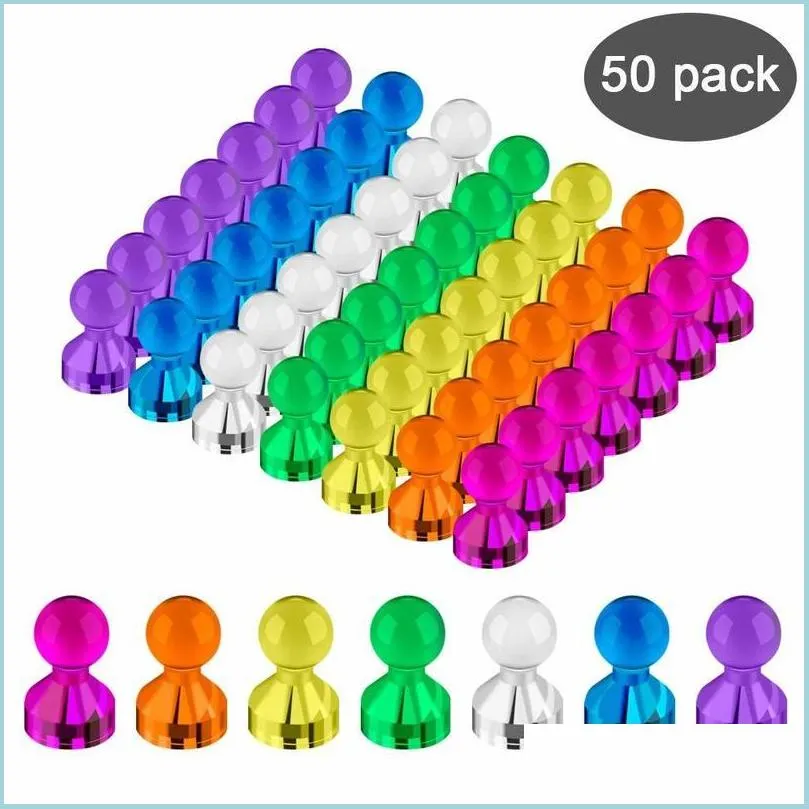 Buzdolabı Mıknatıslar 50 PCS Set 11 17mm Buzdolabı Manyetik Thumbtack Bildirim Skittle Pin Beyaz Tahta Notları Mıknatıs Etiketi 220718 DRO DHIGX