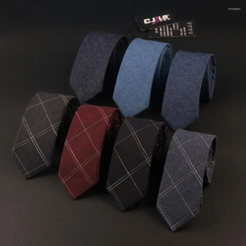 Bow Ties 31Colors Korean Fashion Designer Högkvalitativ Mens Neck Tie Skinny Slim 6cm Cotton Cowboy Plaid Business Slipsar 10st