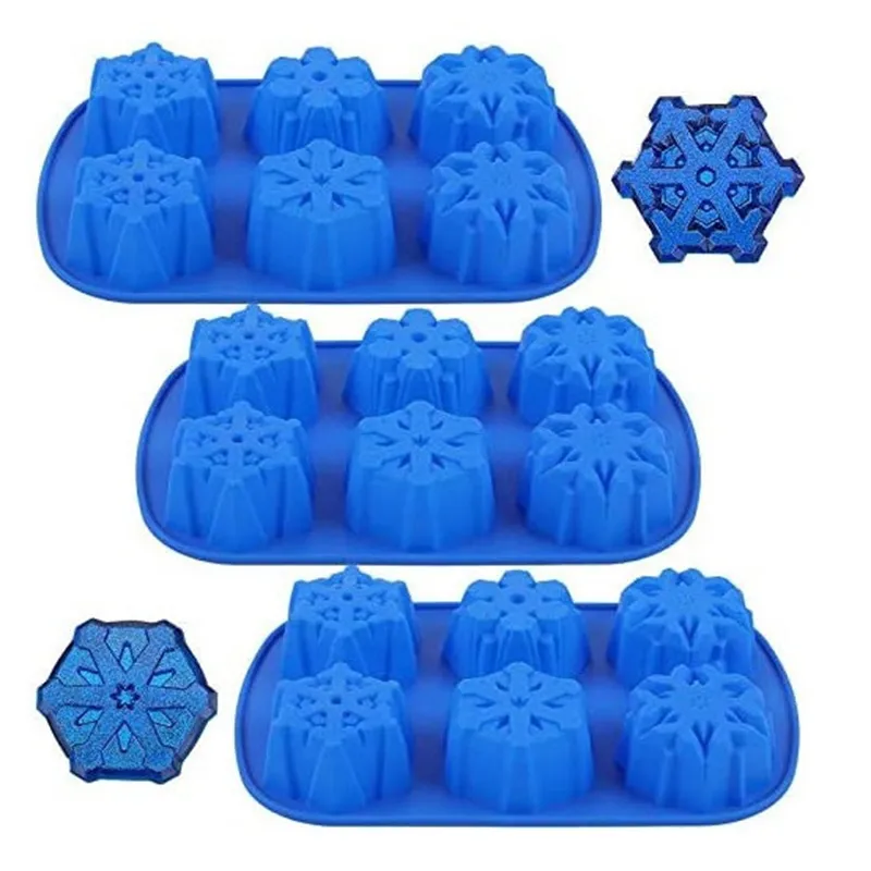 6-Cavity Christmas Snowflakes Silicone Mold DIY Muffin Chocolate Cupcake Cookies Cake Soap Candle Decor Kitchen Baking Tools MJ1005