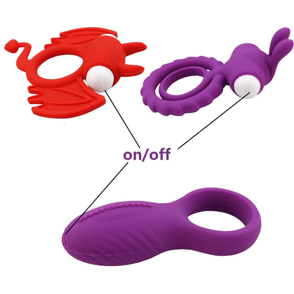 Jouets sexuels masager jouet Masseurs électriques Silicone souple Double anneau vibrant Dick Pénis Cockring Jouets pour adultes pour hommes Couples améliorant MSLR