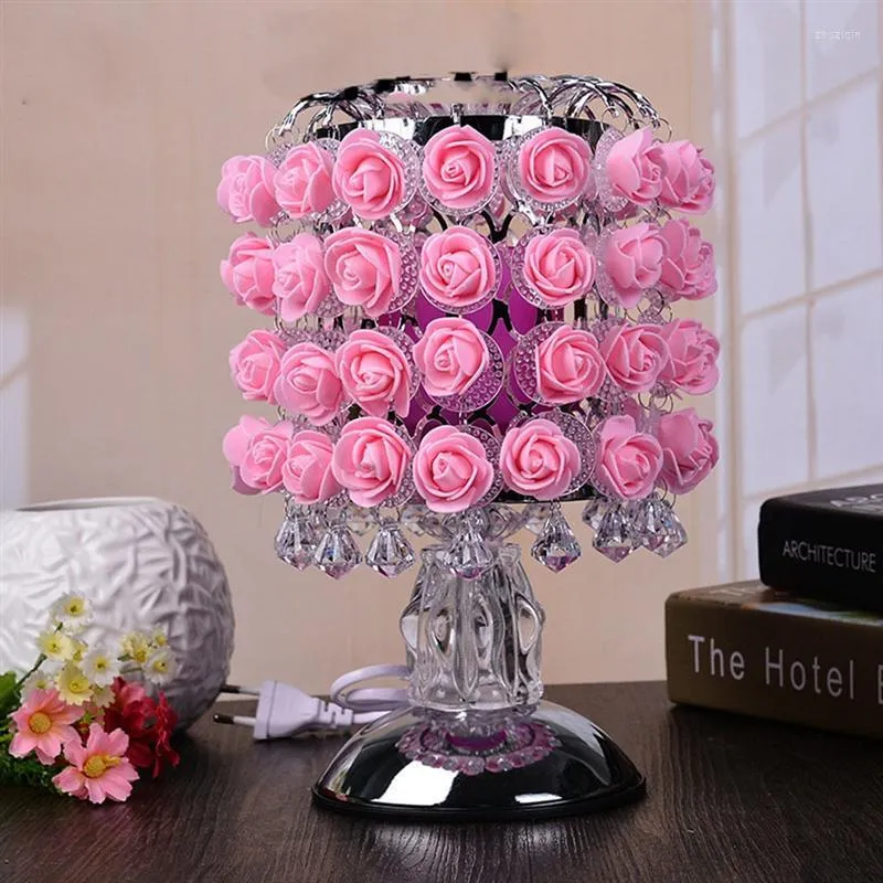 Bordslampor Fragrance Lamp Tree Light Rose Flower Home Decoration Lights with Lysdioder för Party Wedding EU Plug