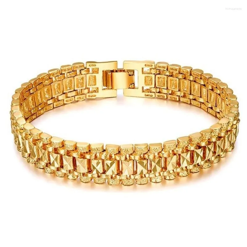 Bracelets de link Mulheres grossas e mensagens Hand Chain Bijoux 24K Bracelete de ouro para jóias Pulseira Masculina