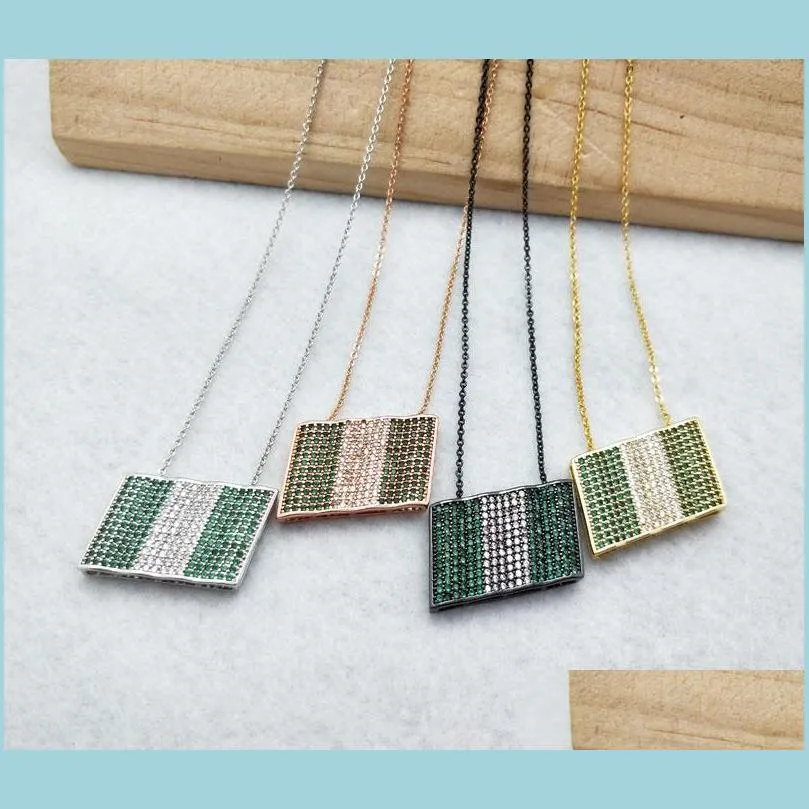 Pendant Necklaces World Flag Micro Pave Crystal Cubic Zirconia Pendants Charms Jewelry Finding Nigeria Necklace For Woman Nk340 Drop Dhphn