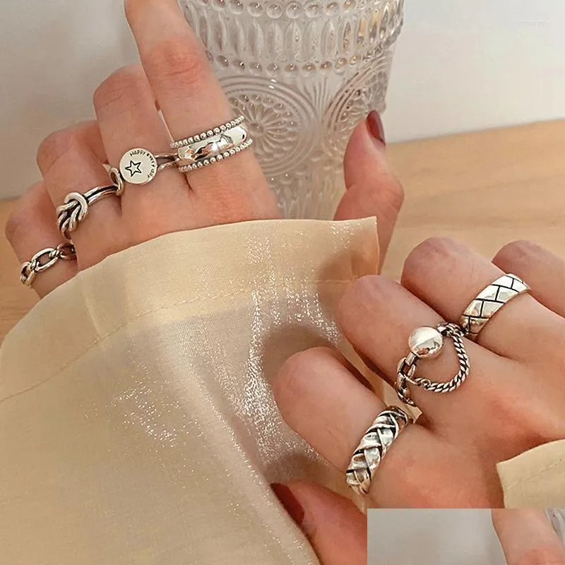 Cluster Rings Cluster Rings Styles Vintage Punk Simplicité Ouvert Pour Les Femmes Élégant Réglable Antique Knuckle Femme Bijoux De Mariage Dh9Kp