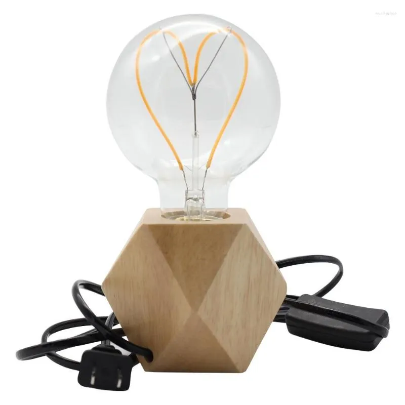 Table Lamps Dimmer Switch E27 Antique Wooden Lamp With Key Rhombic Retro Reading Desk Office