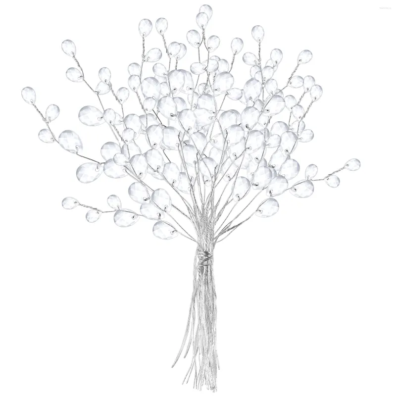 Fleurs décoratives Fleur Perle Acrylique Branches De Cristal Choix Artificiels Tiges Florales Bouquet Bouquets Chaîne De Noël Gouttes Perles De Guirlande