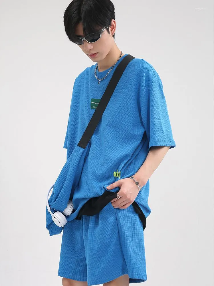 Men's Tracksuits Summer Men's Wear Korean Fashion Simple Personality Solid Color Leisure Suit Male Tops Short Sleeve Casual 2A5117