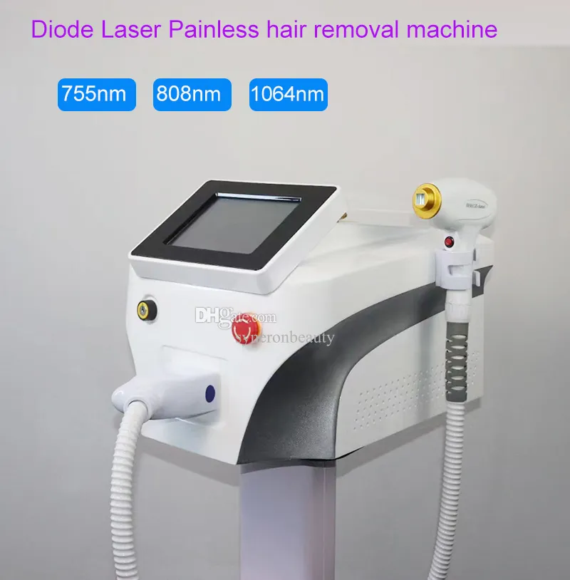 Diode laser pijnloze ontharingmachine drie golflengten 755 nm 808nm 1064nm 20 miljoen schoten huid verjonging schoonheidssalon apparatuur