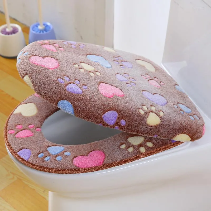 Toilet Seat Covers Soft Cover Waterproof / One Thick Velvet Coral Luxury Set Bathroom WC Two-piece Warm Case