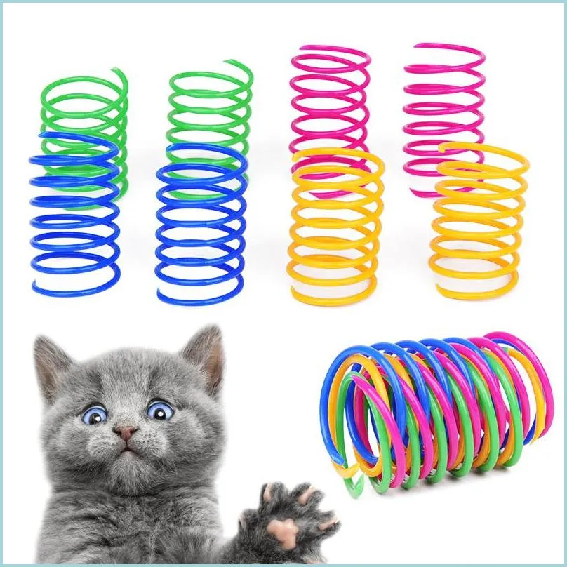 猫のおもちゃ卸売 4 ピース/パッケージ猫のおもちゃプラスチックスプリング猫のおもちゃインタラクティブプレイボールペット用品ドロップ配信 2022 家庭菜園 Dhzq0