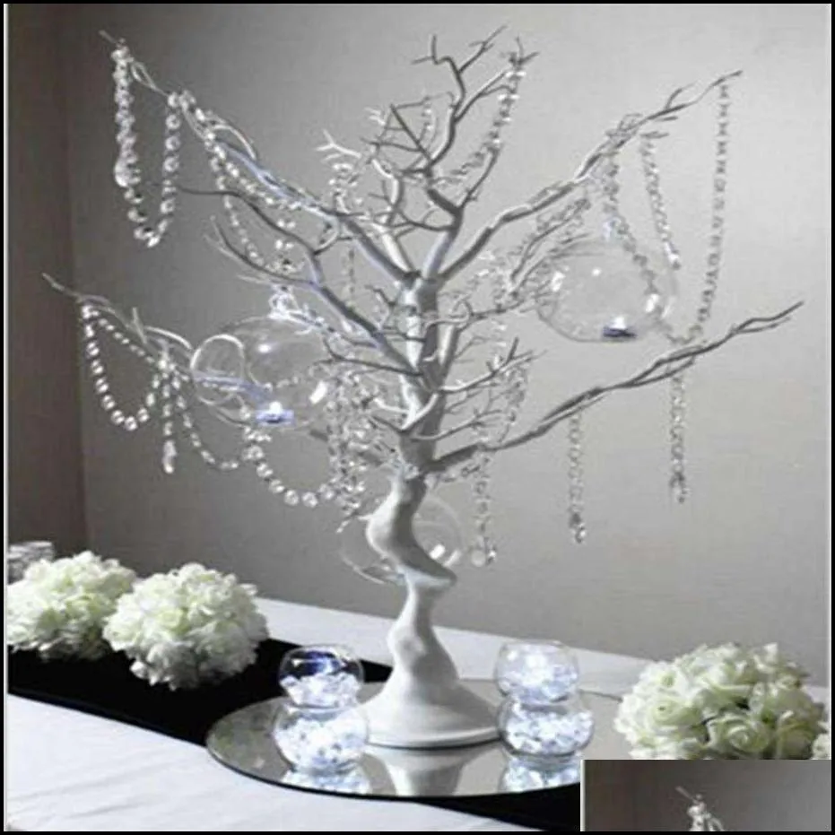 30 manzanita artificial tree white centerpiece party road lead table top wedding decoration 20 crystal chains261q