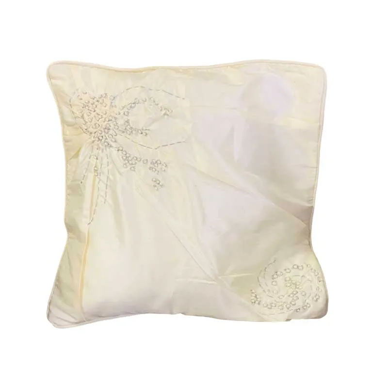 Bordado chino almohadas beige perla plateado seda cojín serpeta de almohada sofá hermosa caja de almohada