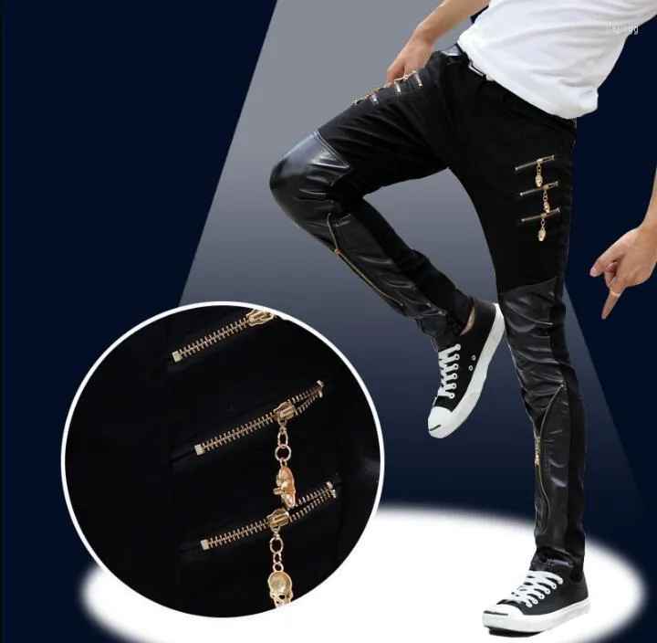 Calça masculina zíper casual personalidade moda mass calça calças de pantalones harem harém para homens Pantalon Homme Street