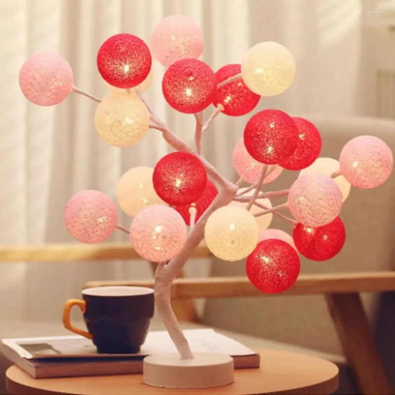 Table Lamps Cotton Ball LED Garland String Lights Christmas Tree Decorations Fairy Balls Decoration Battery USB Lamp