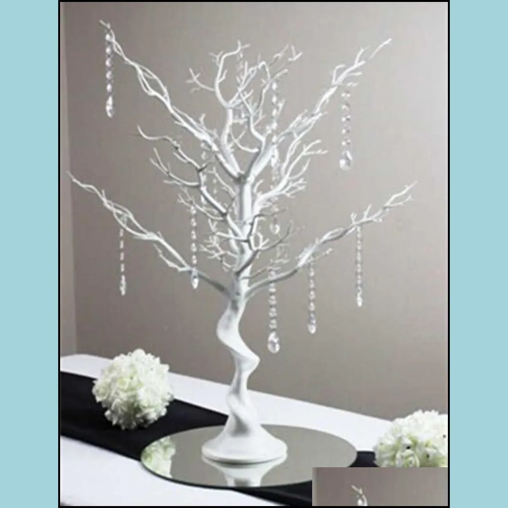 30 manzanita artificial tree white centerpiece party road lead table top wedding decoration 20 crystal chains261q