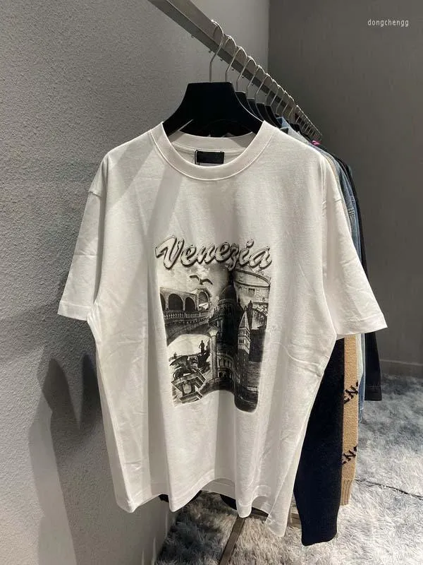 Heren T Shirts 2022 Luxe Venezia Gedrukt Vrouwen Mannen Tees Hiphop Casual Katoenen Shirt