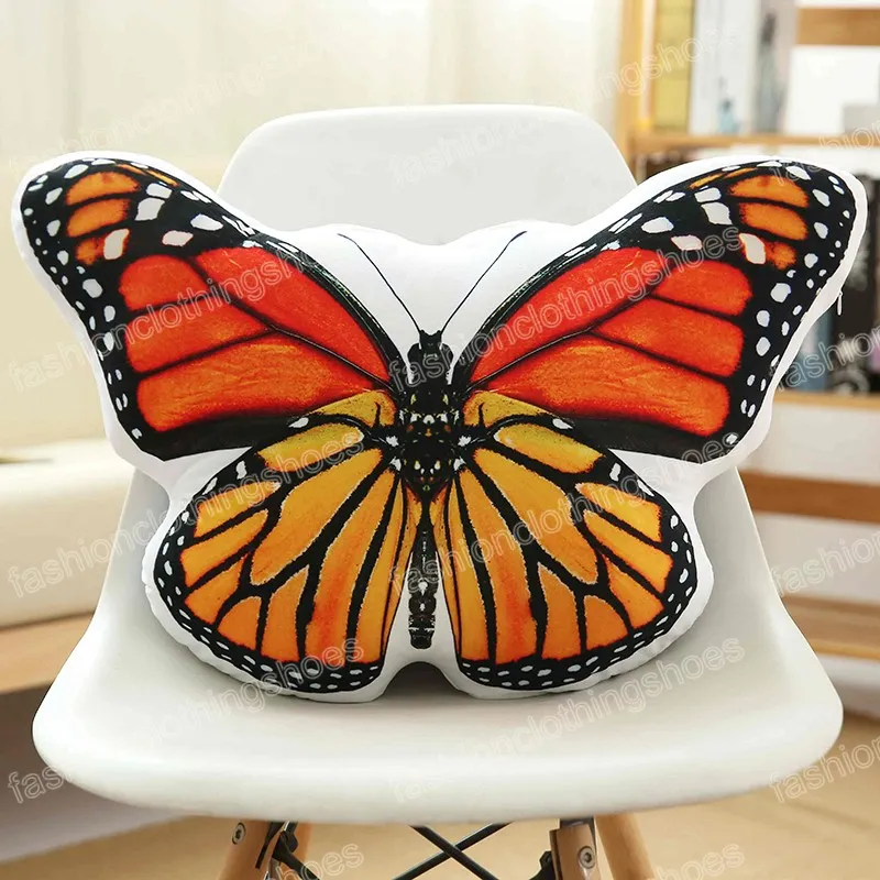 Cuscino in peluche a forma di farfalla di simulazione creativa da 50 cm Cuscino morbido imbottito stampato Decorazioni la casa Bel regalo di compleanno bambine