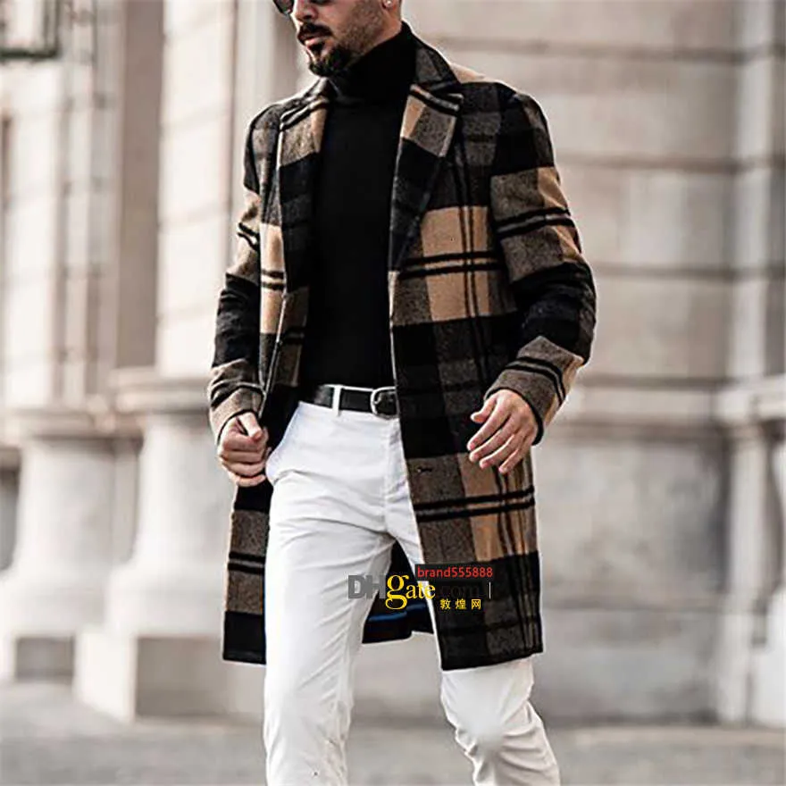 LuxuryDesigner Men Coats 영국 스타일의 옷깃 목 긴 소매 느슨한 트렌치 캐주얼 한 단색 남자 겉옷