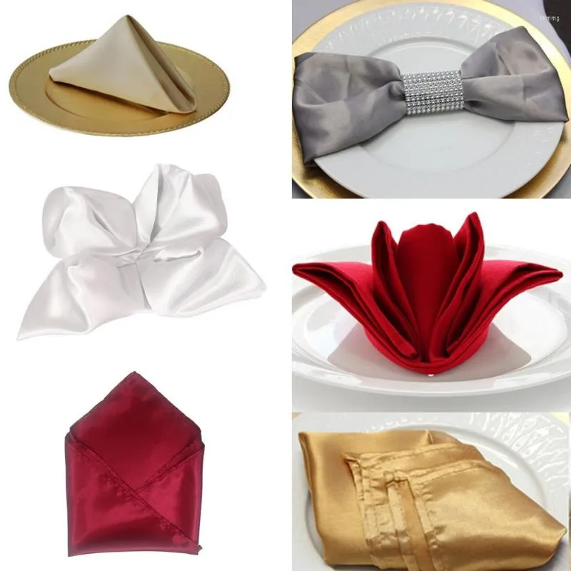 Table Napkin 10pcs 30 30cm Napkins Cloth Square Satin Fabric Pocket Handkerchief For El Home Wedding Decor Cup