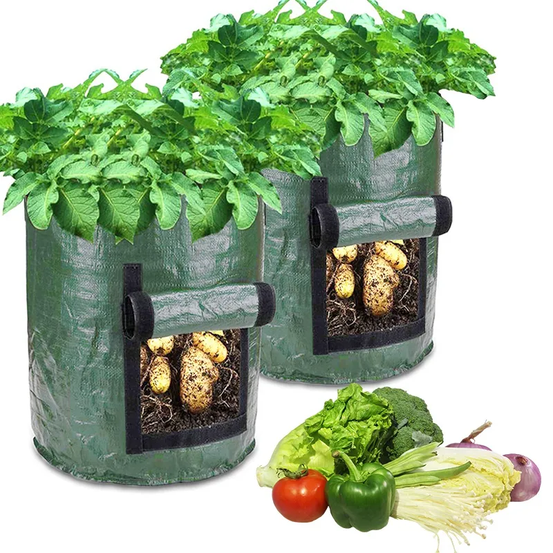 Planters potten aardappel kweek tas PE groente kweekzakken met handvat verdikte groeiende uienplant Outdoor Garden