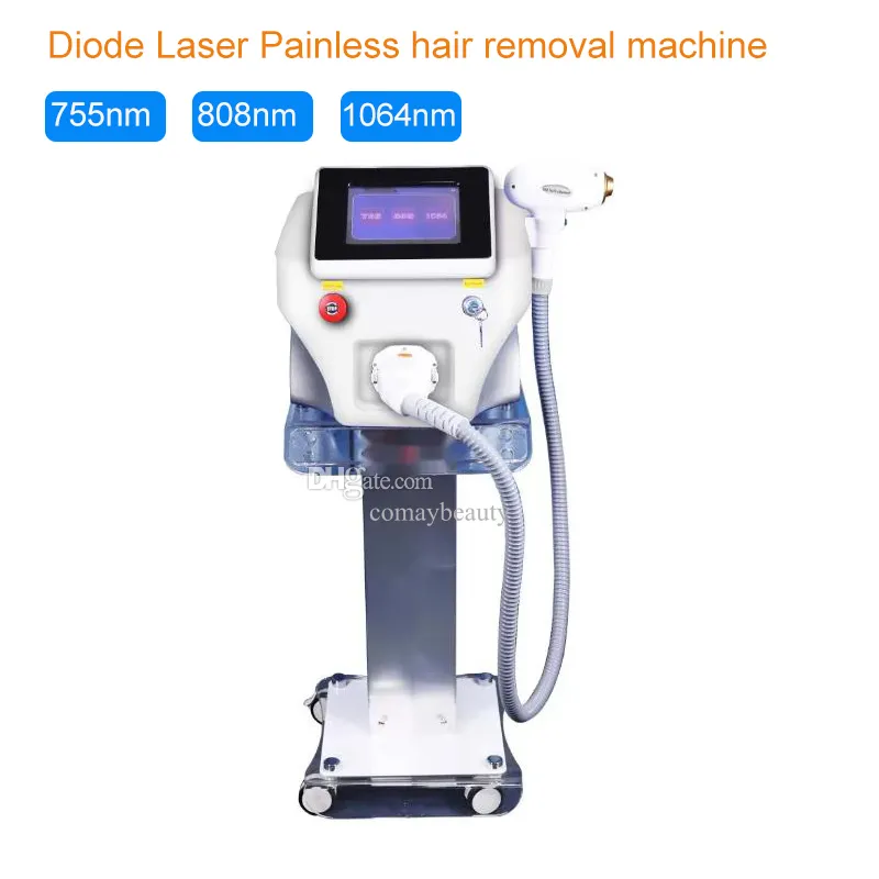 Przenośna Dioda o wysokiej mocy laserowa maszyna do usuwania włosów Trzy długości fali 755nm 808nm 1064nm 20 milionów strzałów skóry odmładzanie wyposażenie salonu piękności