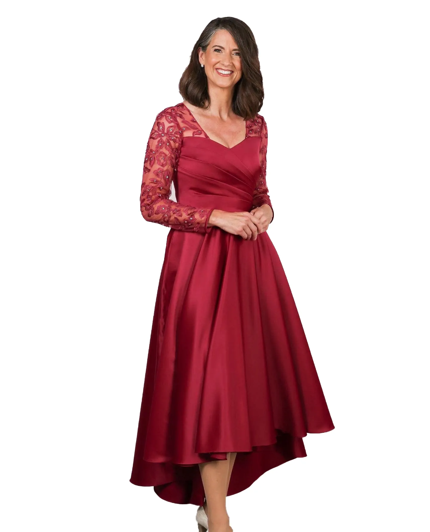 Mother Of The Bride Dress Burgundy Satin Hi Lo Gown... From  Uniquebridalboutique, $71.33 | DHgate.Com