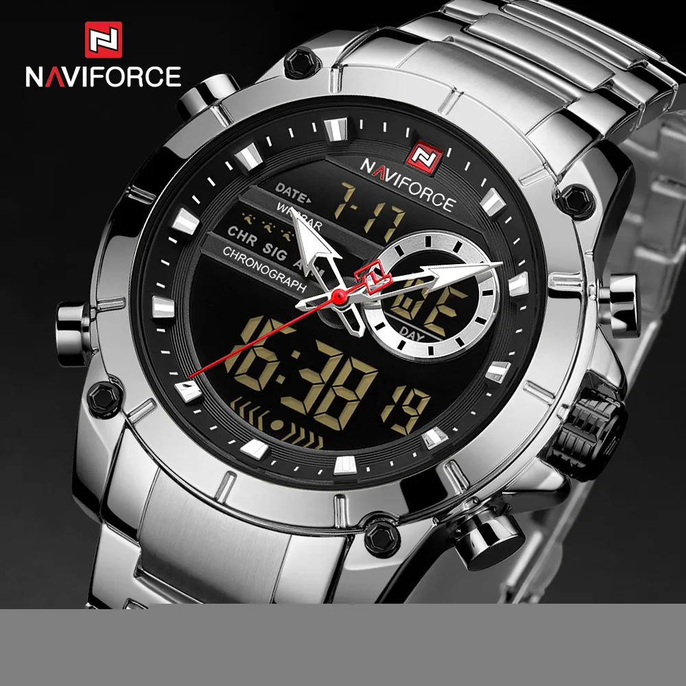 WristWatches NaviForce Casual Quartz Watch Mężczyźni Armia Stal nierdzewna Armia Wojska LED Męskie Waterproof Watches Relogio Masculino 221031