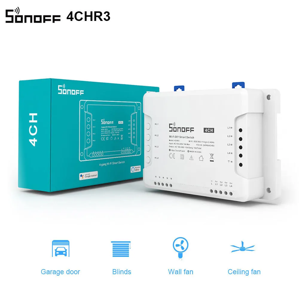 Dispositivi intelligenti SONOFF 4CH R3 PRO Wifi Switch 4 Gang APP fai da te Remote Wireless HomeWorks con Alexa Goole Home 221101