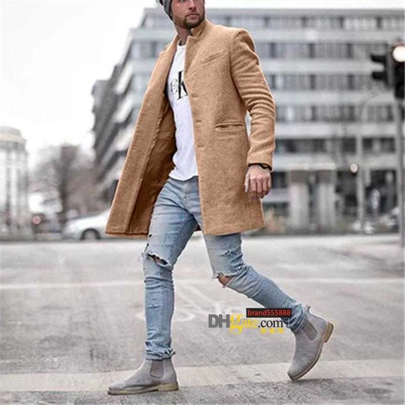 Designer Men Coats British Style Lapel Neck Long Sleeve Loose Trench Coats Casual Solid Color Man Outerwear