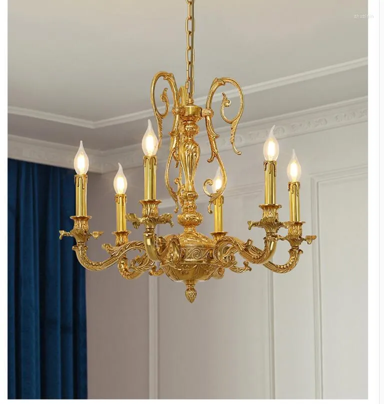 Люстры медная роскошная подвеска классическая декора в стиле кантри Современная люстра для дома D63CM H55CM освещение свеча
