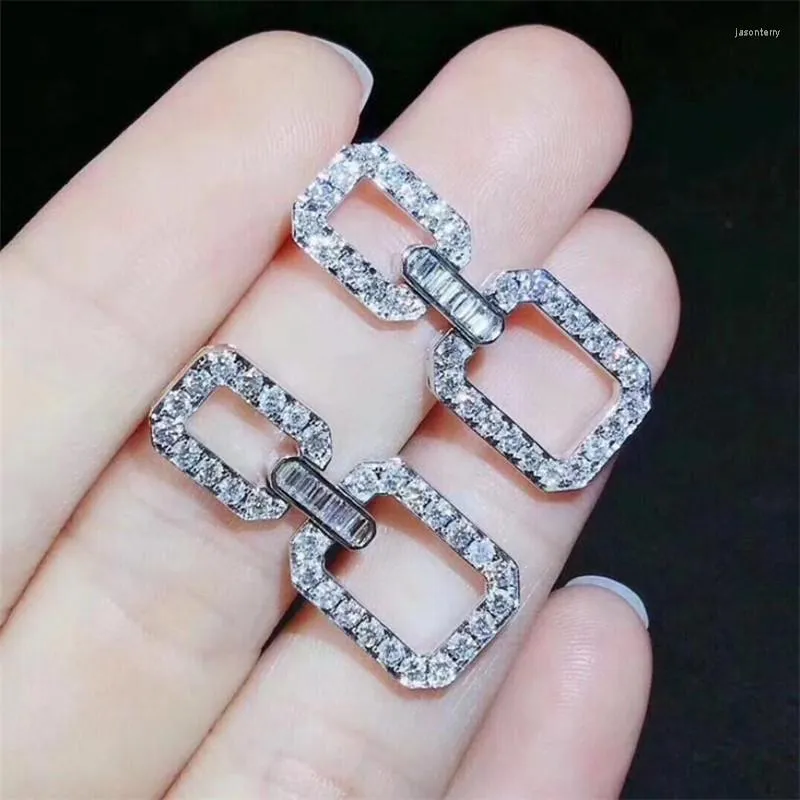 أقراط التدوير Choucong Jewelry 925 Sterling Silver Princess Cut White Topaz Long Engring Women Wedding Gift