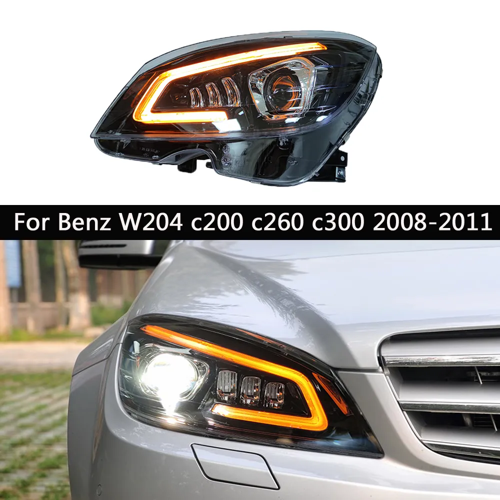 For Benz W204 LED Car Headlight c200 c260 c300 Front Lamp DRL Daytime Running Light Streamer Dynamic Turn Signal LED Lighting Accessories